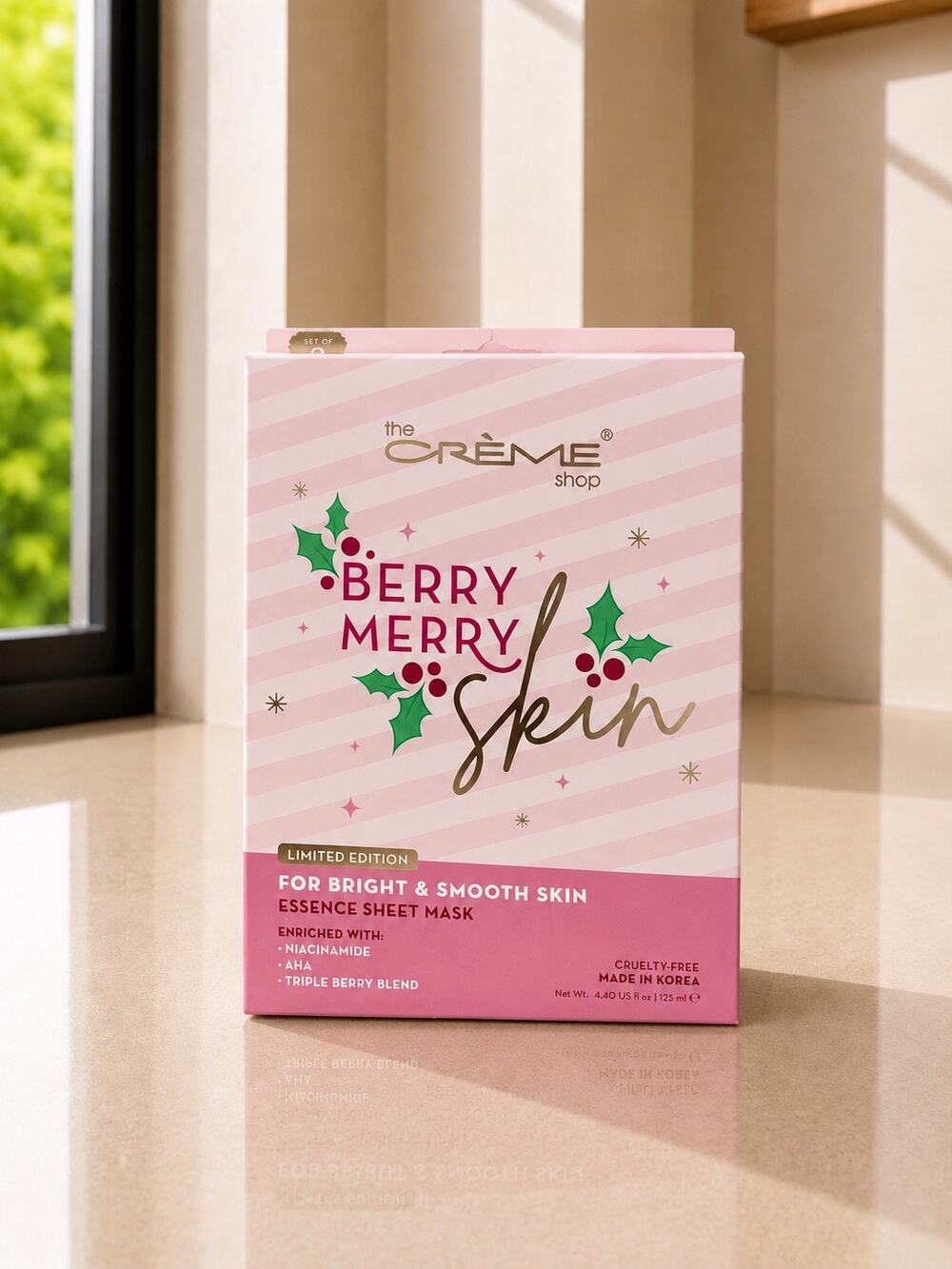 The Crème Shop Berry Merry Skin Sheet Mask Set 5-Pack K-Beauty